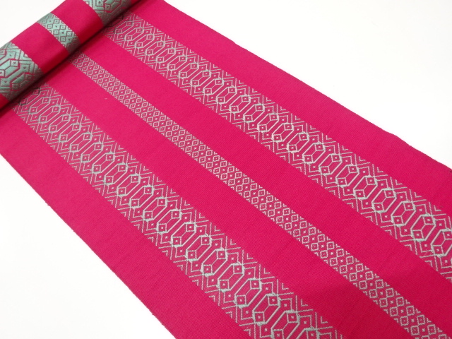 JAPANESE KIMONO / ANTIQUE BOLT FOR HASSUN OBI / SILK / WOVEN ABSTRACT STRIPE